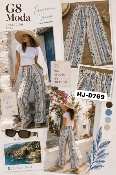 Pantalón estampado de pretina con resorte