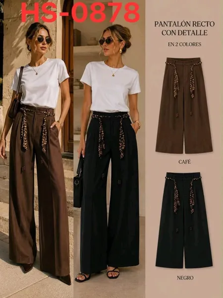 Pantalón recto con detalle