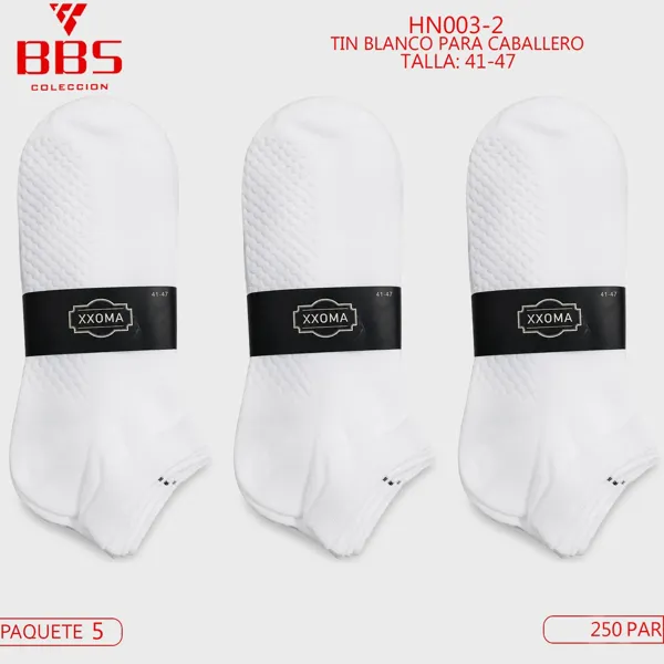 Calcetín tobillero blanco con textura para caballero