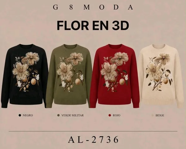 Suéter con flor en 3D