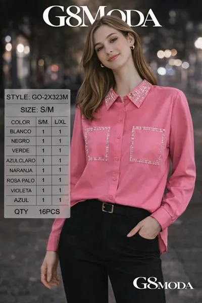 Camisa de botones con detalles de pedrería