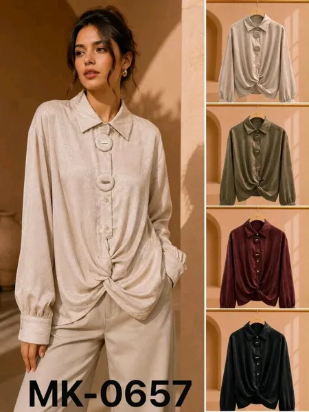 Blusa con nudo frontal y botones