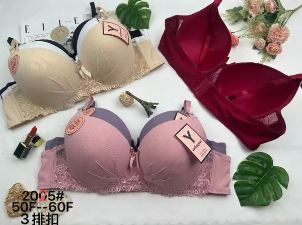 Brasier push-up de encaje copa F con 3 broches