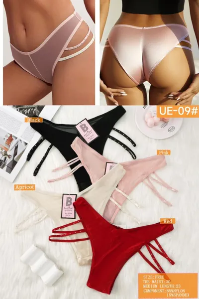 Pantaleta bikini de malla con tiras laterales