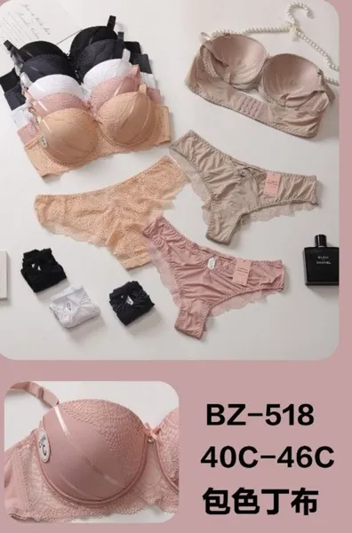 conjunto coordinado brasier push-up y tanga de encaje copa C