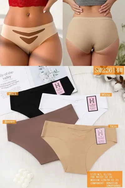 Pantaleta sin costuras corte hipster con escote en V