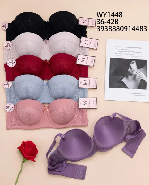 Brasier strapless push-up de encaje copa B