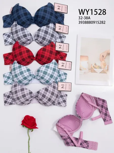 Brasier push-up estampado de cuadros copa A