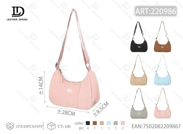 Bolso bandolera de nylon estilo media luna para mujer