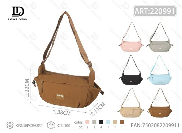 Bolso bandolera de nylon tipo banano amplio para mujer