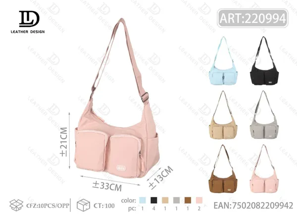 Bolso bandolera de nylon con varios bolsillos para mujer