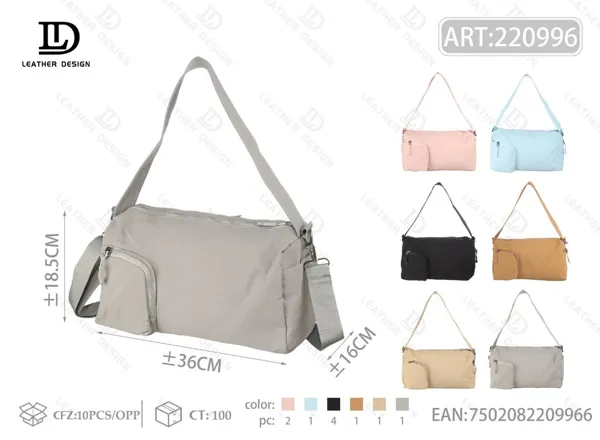 Bolso bandolera de nylon tipo boston para mujer