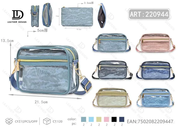 Bolso bandolera transparente tipo gelatina estampado camuflaje 2 piezas