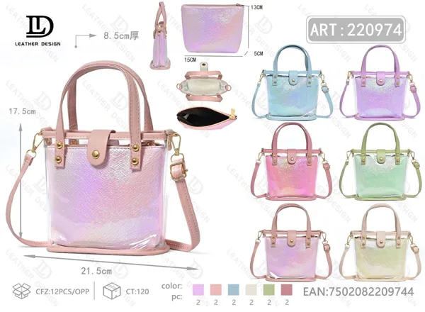 Bolso de mano transparente tipo gelatina tornasol 2 piezas