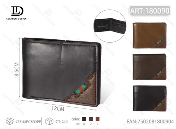 Cartera plegable para hombre con esquina en contraste y detalle tricolor