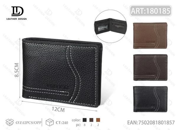 Cartera plegable texturizada con costura ondulada