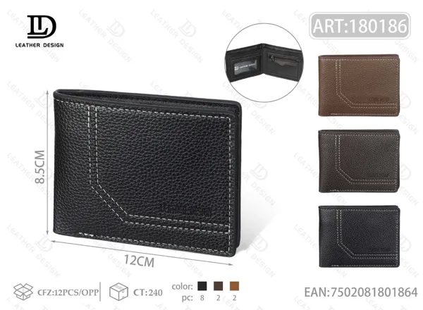 Cartera plegable texturizada con costura en esquina