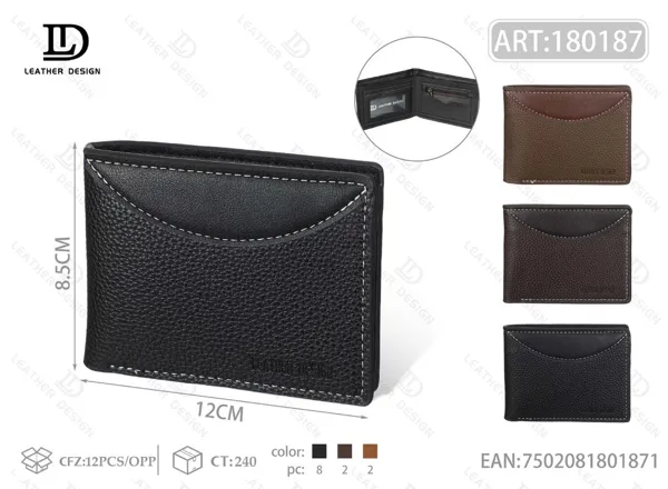 Cartera plegable texturizada con diseño de corte curvo