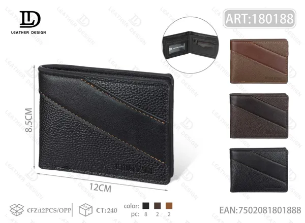 Cartera plegable con panel diagonal texturizado