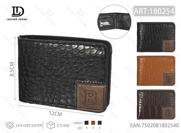 Cartera plegable para hombre grabado cocodrilo con emblema