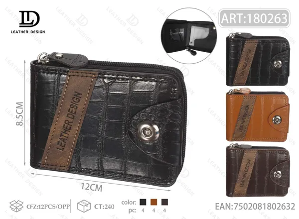 Cartera con cierre alrededor grabado cocodrilo con cinta diagonal y broche