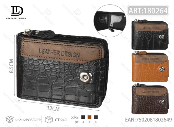 Cartera con cierre alrededor grabado cocodrilo con panel superior y broche