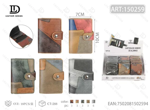 Tarjetero de aluminio RFID con broche bicolor