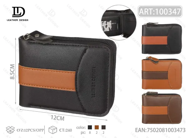 Cartera con cierre alrededor lisa con franja central en contraste