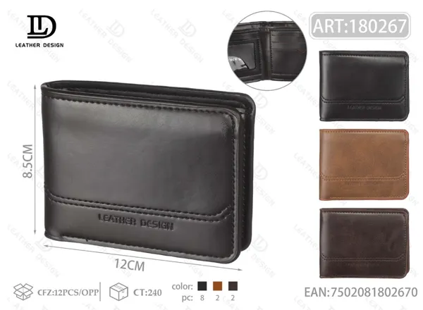 Cartera plegable clásica para hombre en piel lisa