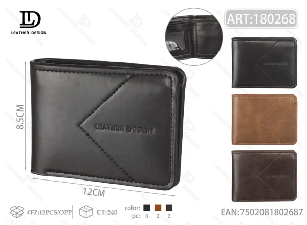 Cartera plegable para hombre con costura en V
