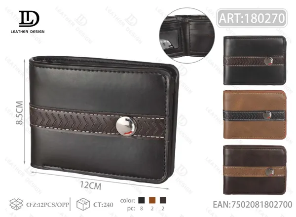 Cartera plegable para hombre con banda trenzada y broche