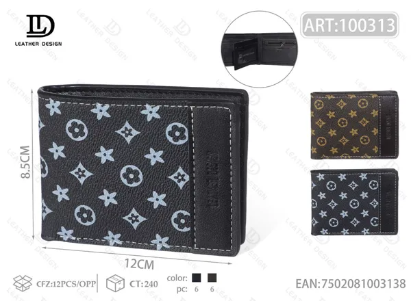 Cartera plegable para hombre estampado monograma floral