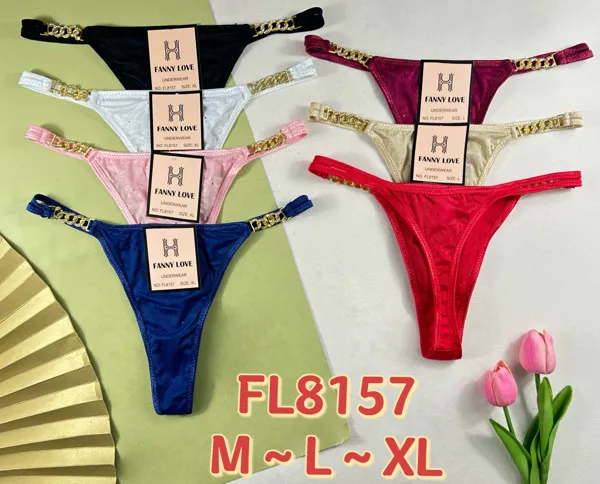 Tanga de malla con cadena dorada lateral