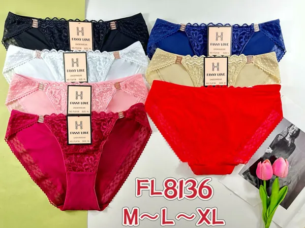 Bikini liso con paneles de encaje lateral