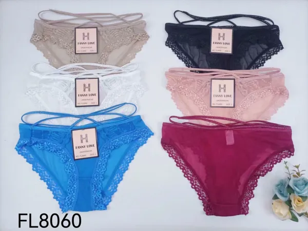 Bikini de encaje con tiras cruzadas al frente