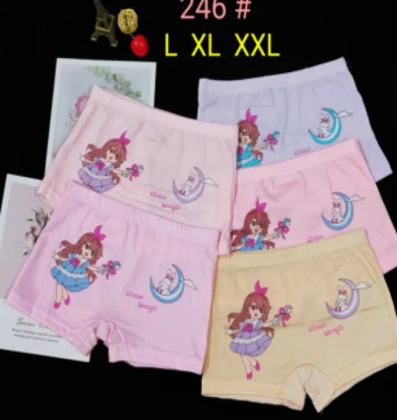 Boxer de nina de algodon con estampado de munequita
