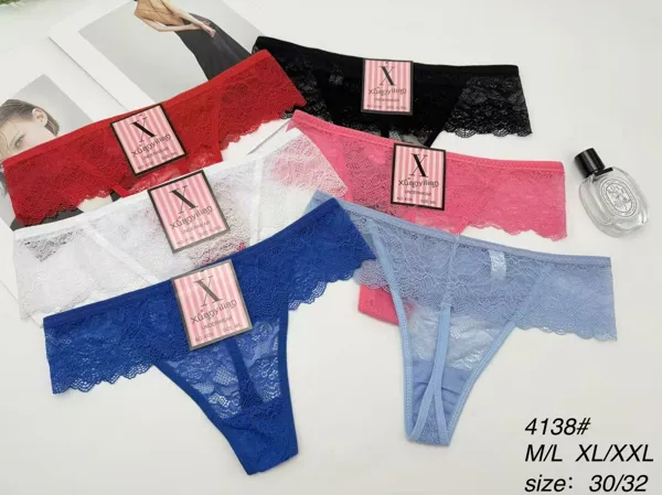 Tanga hilo de encaje con borde ondulado