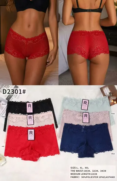 Culotte acanalado con encaje floral