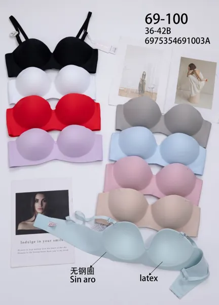 Brasier strapless push-up sin aro