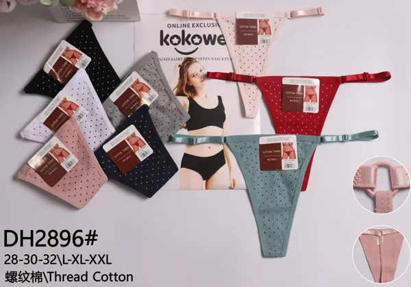 Tanga de algodón acanalado con estampado de lunares