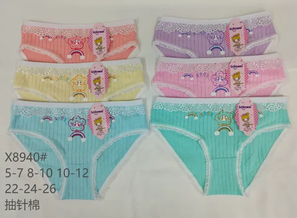 Panti para niña estampado de arcoiris con encaje