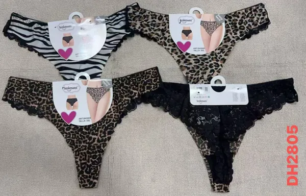 Tanga de encaje con estampado animal