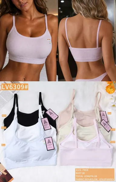 Top bralette acanalado de tirantes finos