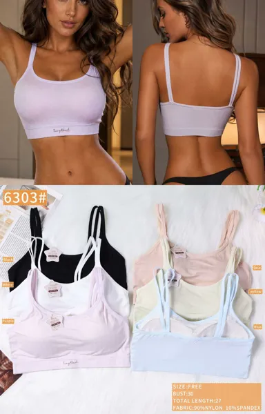 Top bralette acanalado de tirantes ajustables