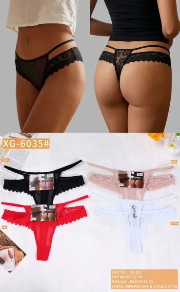 Tanga de encaje con tiras laterales