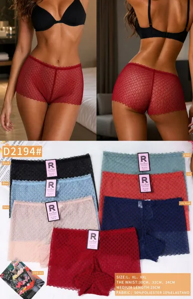 Boxer de encaje tipo panal transparente