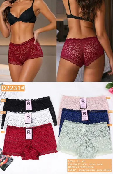 Boxer de encaje floral transparente