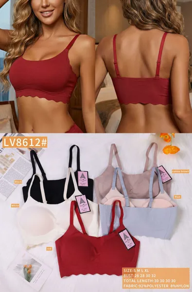 Brasier sin costura borde ondulado tirante delgado