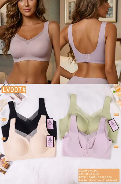 Brasier sin costura con cierre frontal y encaje