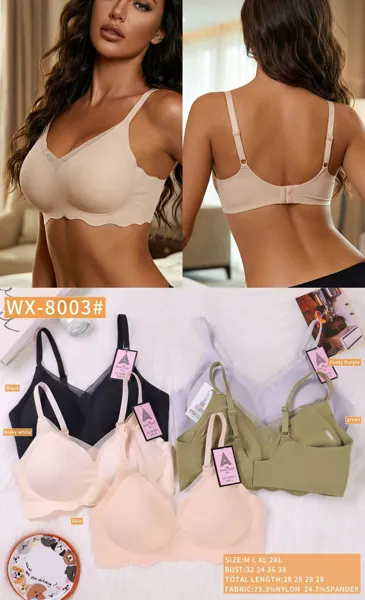 Brasier sin costura sin varilla con encaje en V